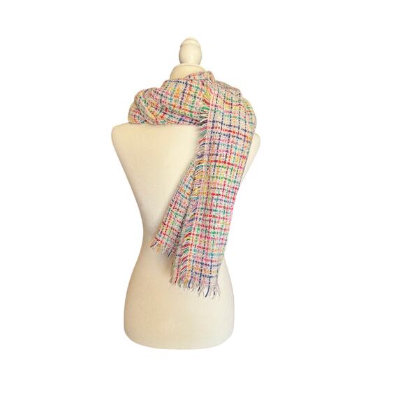 BETSEY JOHNSON Blanket Wrap/Shawl in Colorful Plaid and Ivory Print - Picture 3 of 7